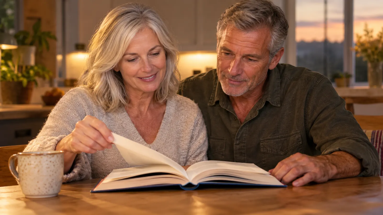 The Seven Principles for Making Marriage Work open on a table with a hand turning a page